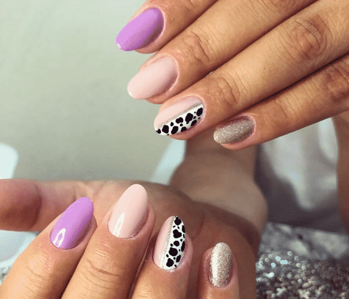 unhas com desenho de vaca