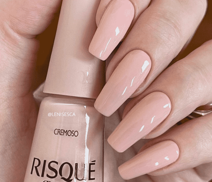 unhas nude pêssego