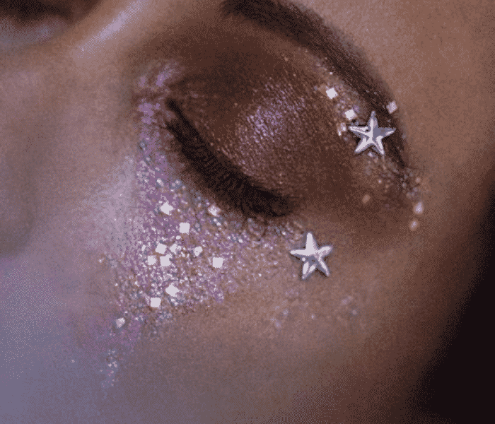 sombra com glitter colorido