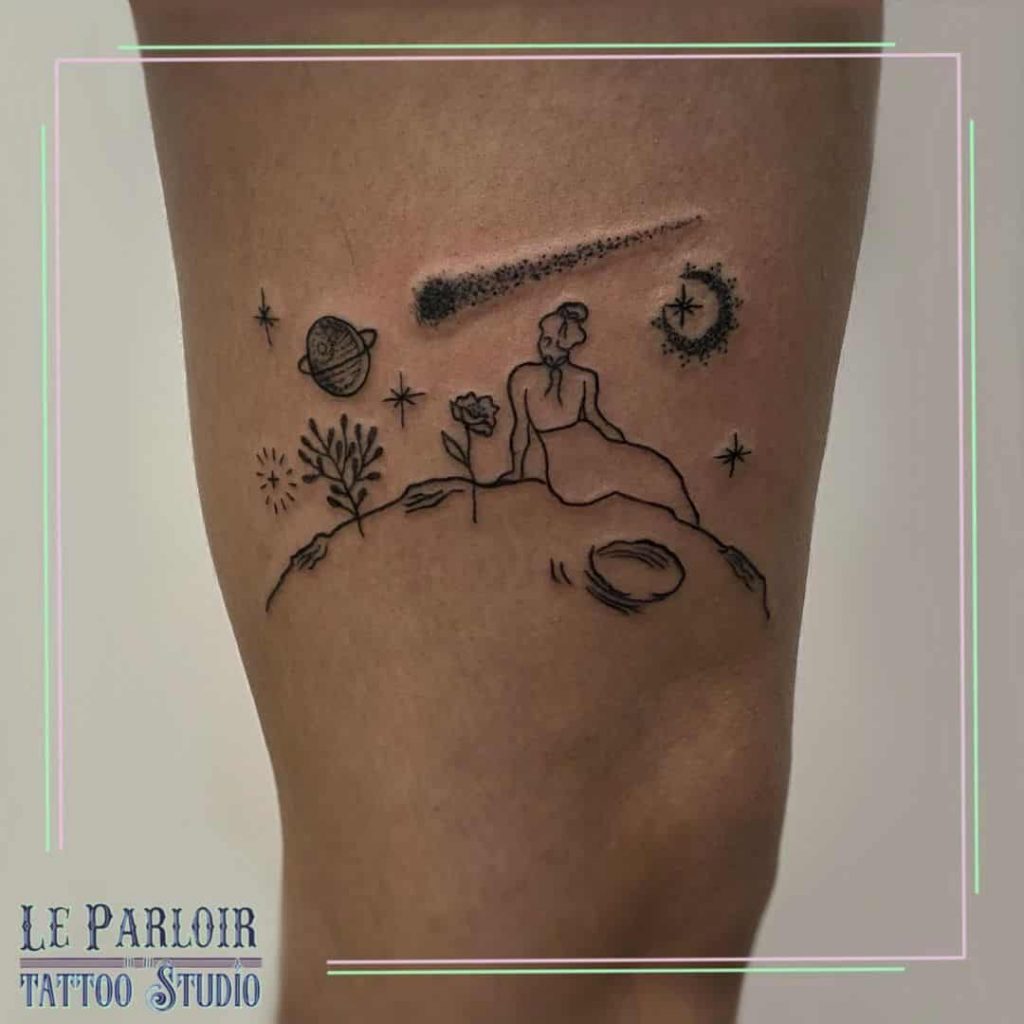 Tatuagem de cena de estrela cadente