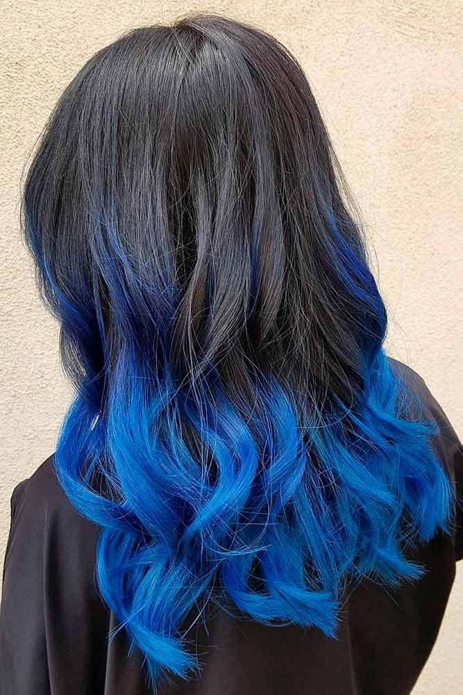 mechas ombré azul