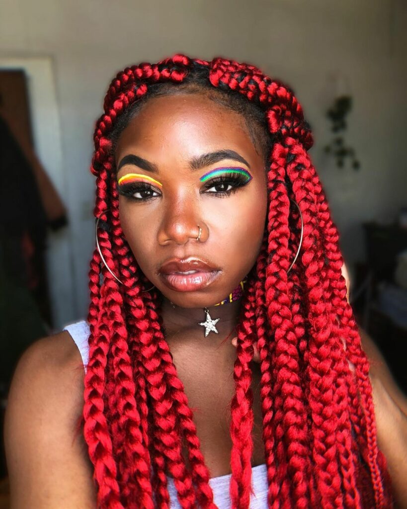 box braid Vermelho brilhante