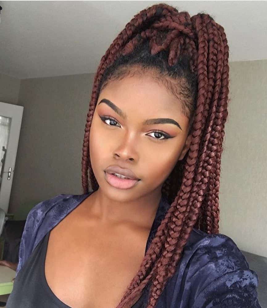 box braids vermelho