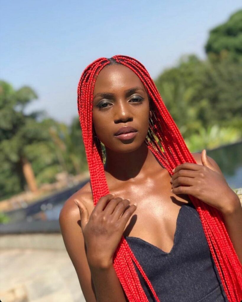 tranças box braid vermelho vivo