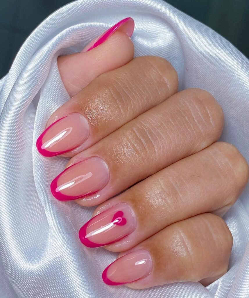 unha rosa com Francesinha reversa